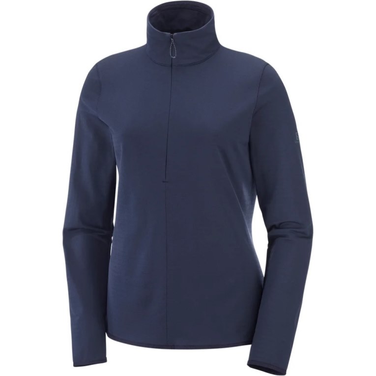 Salomon Essential Lightwarm Half Zip Women's Jackets Navy | CA 60D25